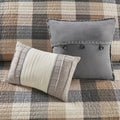 6 Piece Printed Herringbone Quilt Set With Throw Pillows Neutral King Cal King Neutral Polyester