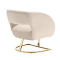Coolmore Upholstered Tufted Living Room Chair Textured Linen Fabric Accent Chair With Metal Stand Beige Velvet