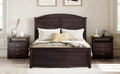 Farmhouse Wooden Platform Queen Size Bed With Curl Design Headboard And Footboard For Teenager, Espresso Queen Espresso Pine