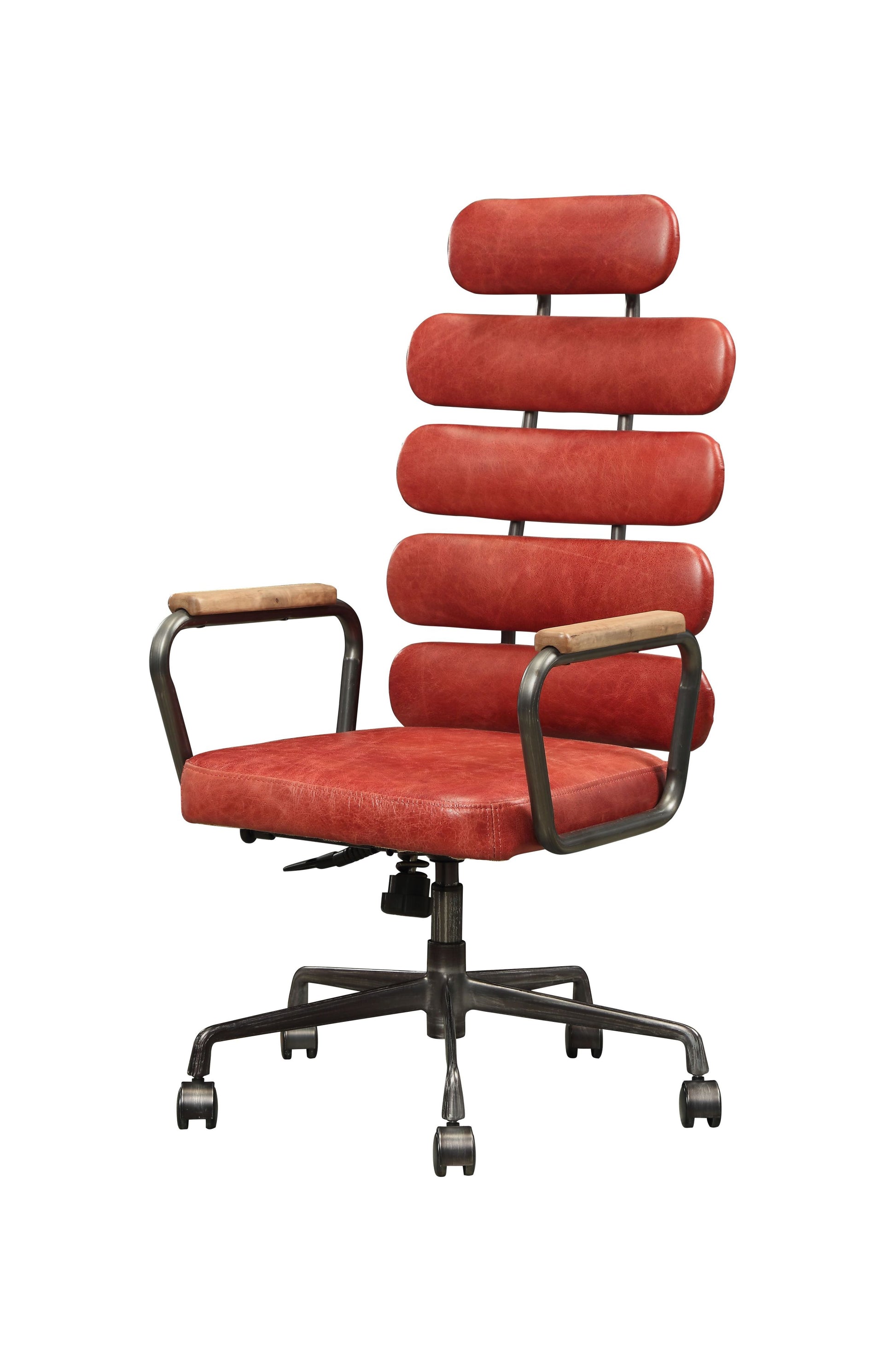 Antique Red Swivel Office Chair With Pneumatic Lift Wood Solid Red Office Office Chairs Solid Back Swivel Genuine Leather