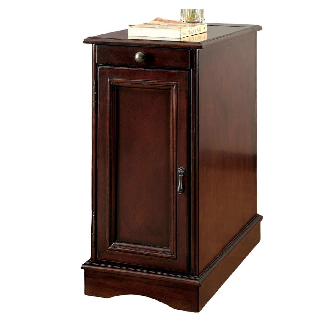 Modern Transitional Design 1Pc Side Table Nightstand Storage Cabinet Cherry Color Usb Outlet Nightstand Multifunctional Home Furniture Cherry Built In Outlets Or Usb Bedroom Contemporary,Modern,Transitional Drawers Rectangular Solid Wood