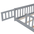 Twin House Shaped Bedside Floor Bed With Guardrails, Slats, With Door,Grey Twin Grey American Design Pine