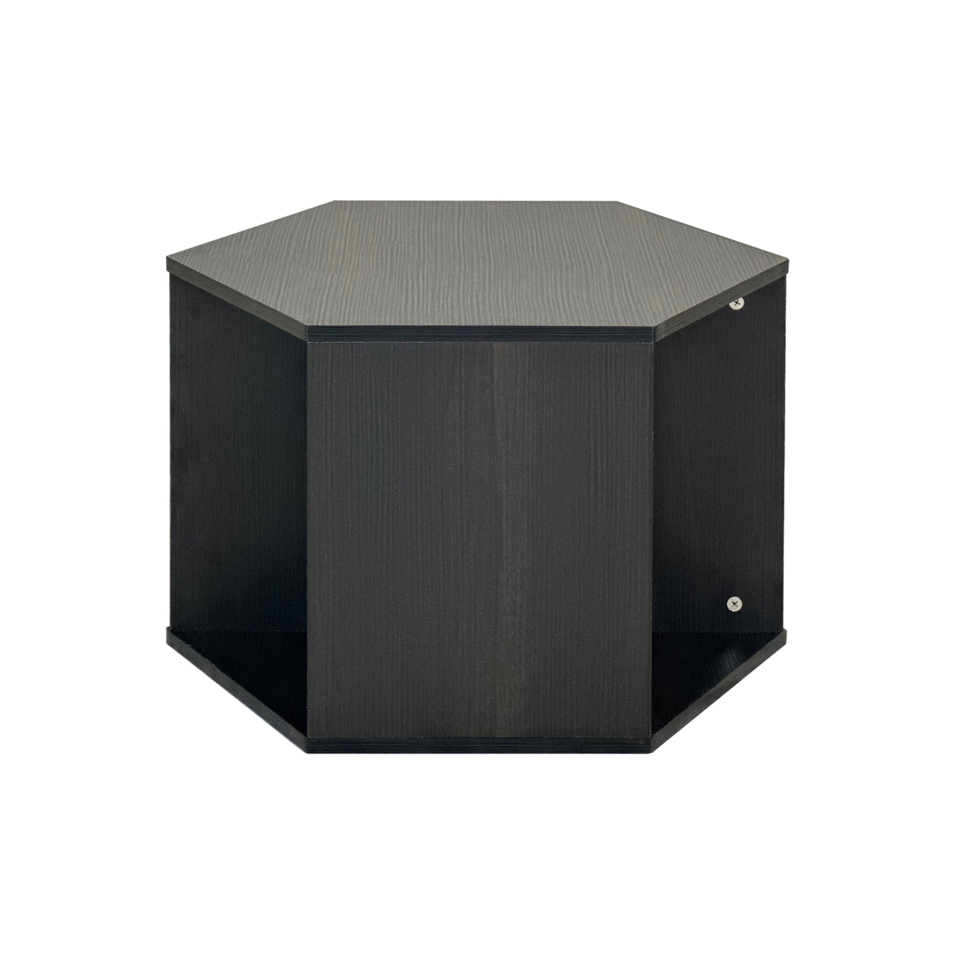 23.62'' Hexagonal Coffee Table Side Table Nightstand Burmese Sumac Black Brown Mdf