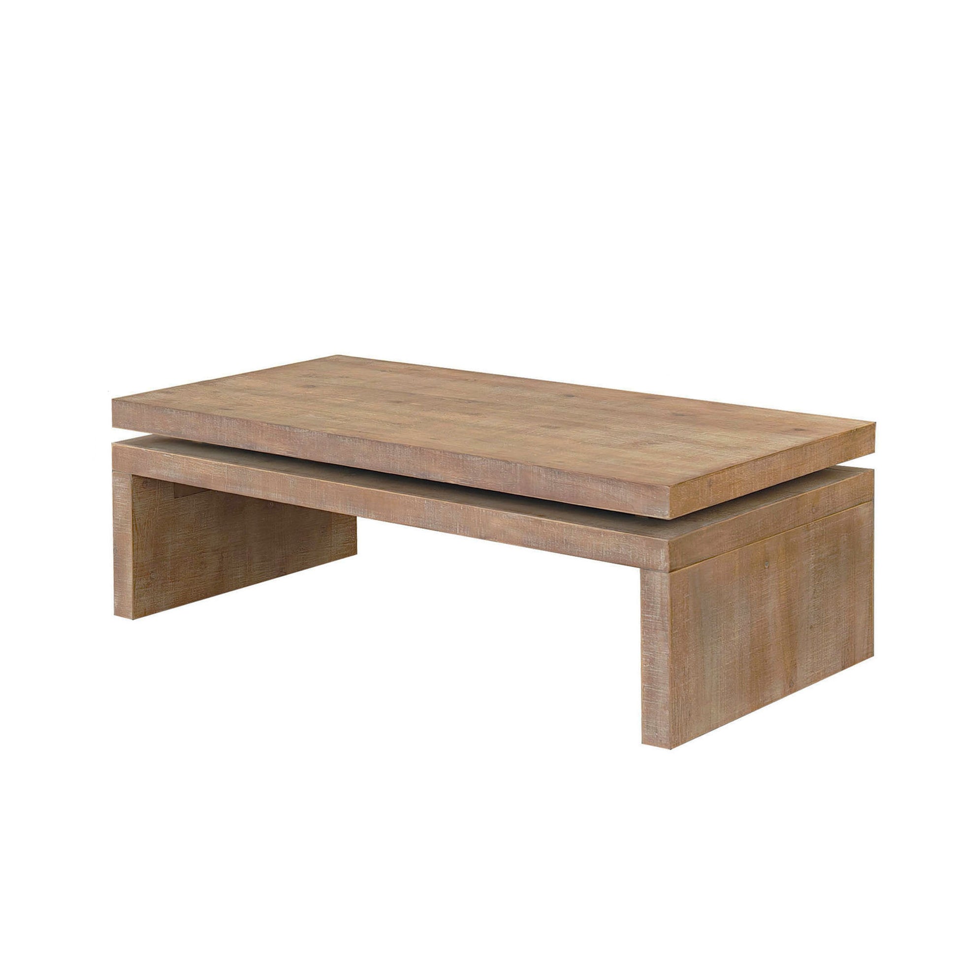 Natural Wood Living Room Table Versatile Coffee Table 2 Tiered Wood Tabletop Table 47.6" L * 23.6" W * 16.3" H Light Brown Distressed Finish Dining Room Fir Rectangular Natural,Natural Wood,Natural Wood Wash,Natural Rustic,Wood Desk Top