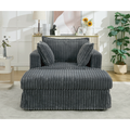 Arrived 47.7'' Oversized Corduroy Chaise Longue With Ottoman, Deep Seat Reclining Chair Sofa, Comfy Thicked Upholstered Pad Chair ,With Foot Stool ,Oversize, Movable Ottoman, Dark Gray Dark Gray