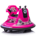 12V Kids Ride On Bumper Car W Parents Control,Rotate 360 Degrees,Two Handed Switch For Direction Control,Bumper Strip,Light Belt,Mp3 Music,Bluetooth,Provide A Speed Of 0.75Mph For Kids Of 2 5 Rose