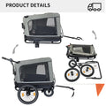 Outdoor Heavy Duty Foldable Utility Pet Stroller Dog Carriers Bicycle Trailer Black Gray Fabric Steel