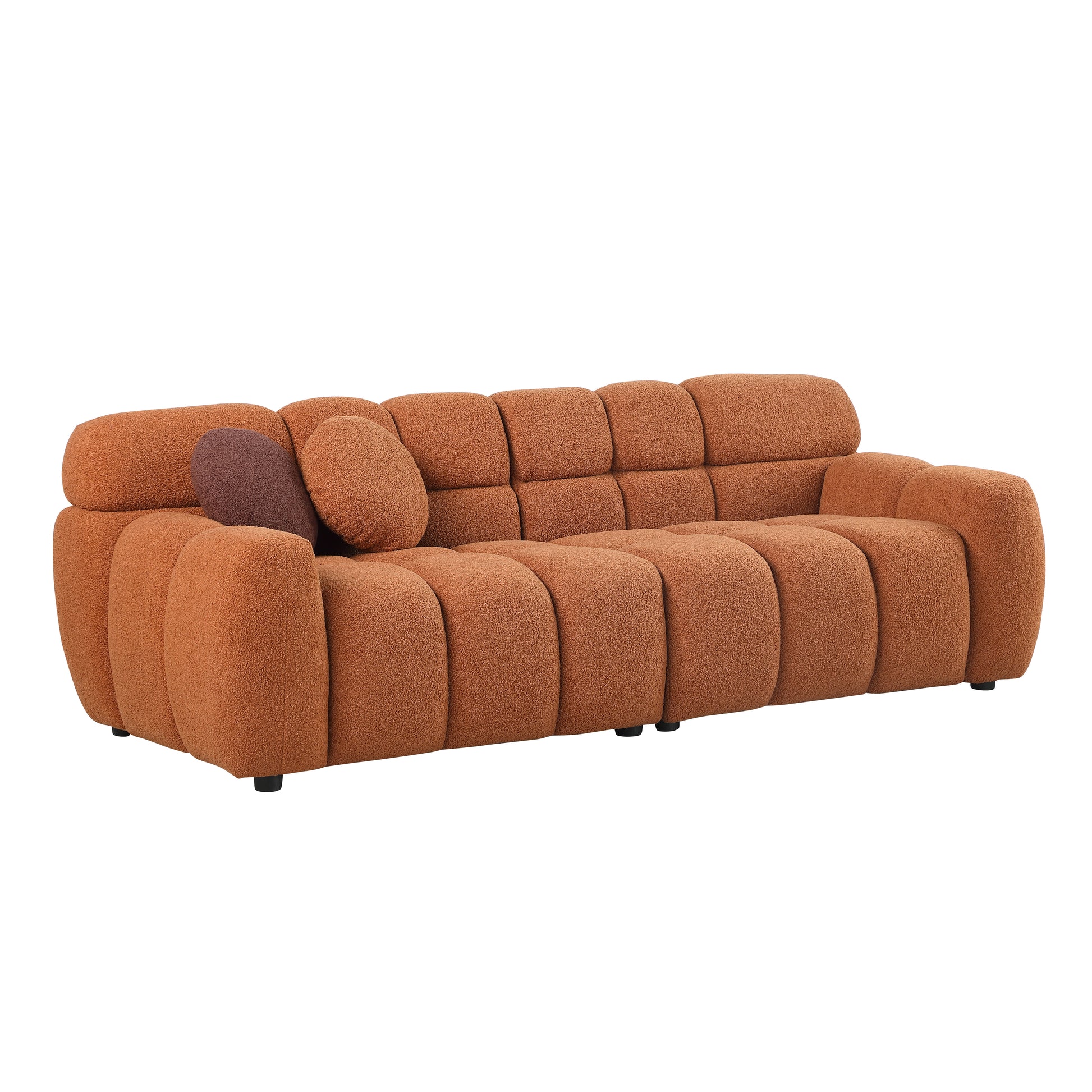 87.4 Length ,35.83" Deepth ,Human Body Structure For Usa People, Marshmallow Sofa,Boucle Sofa ,3 Seater, Light Brownboucle Light Brown Light Brown Wood Primary Living Space Medium Soft Split Back