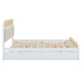 Queen Size Wooden Platform Bed With Trundle And 2 Drawers,White Queen White Solid Wood Mdf