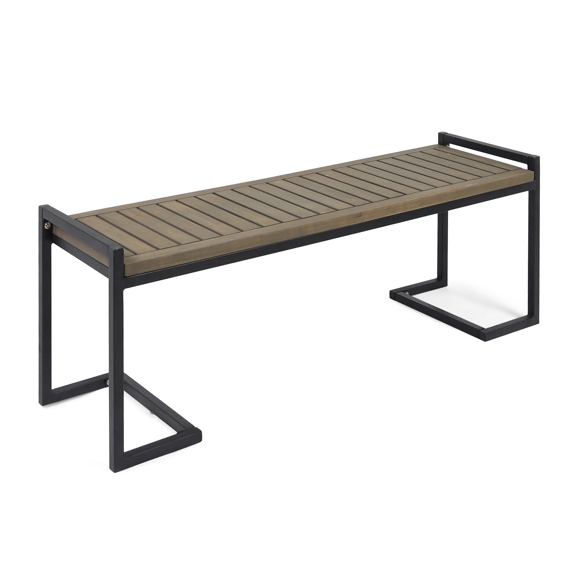 Hopkins Industrial Wood And Metal Bench Grey Acacia Wood