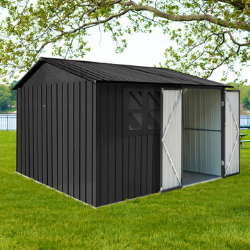 Metal Garden Sheds 6Ftx8Ft Outdoor Black With Window Black Metal