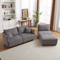 Multi Module Combination Style Sofa For Living Room, Bedroom And Other Lounge Spaces, Modern Minimalist Corduroy Combination Sofa With 2 Comfort Cushions With Usb & C Charging Ports,Gray,Two Sets Gray Foam Fabric 8 Seat