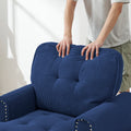 Chaise Lounge Indoor Sleeper Sofa Bed Chair Upholstered Lounge Chair For Bedroom Living Room With Rivets Blue Blue Corduroy