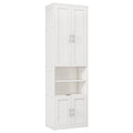 2 Doors Bookshelf With Usb Port 3 Adjustable And 3 Fixed Shelves Bookcase Side Cabinet Storage Shelves In White Old Sku:Wf311493Aac White Solid Wood Mdf