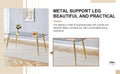 Table And Chair Set.Modern Rectangular Glass Dining Table With A Tempered Glass Tabletop And Metal Legs, Paired With Multiple Chairs Designed With Pu Cushions And Golden Metal Legs. Black Gold Seats 8 Tempered Glass