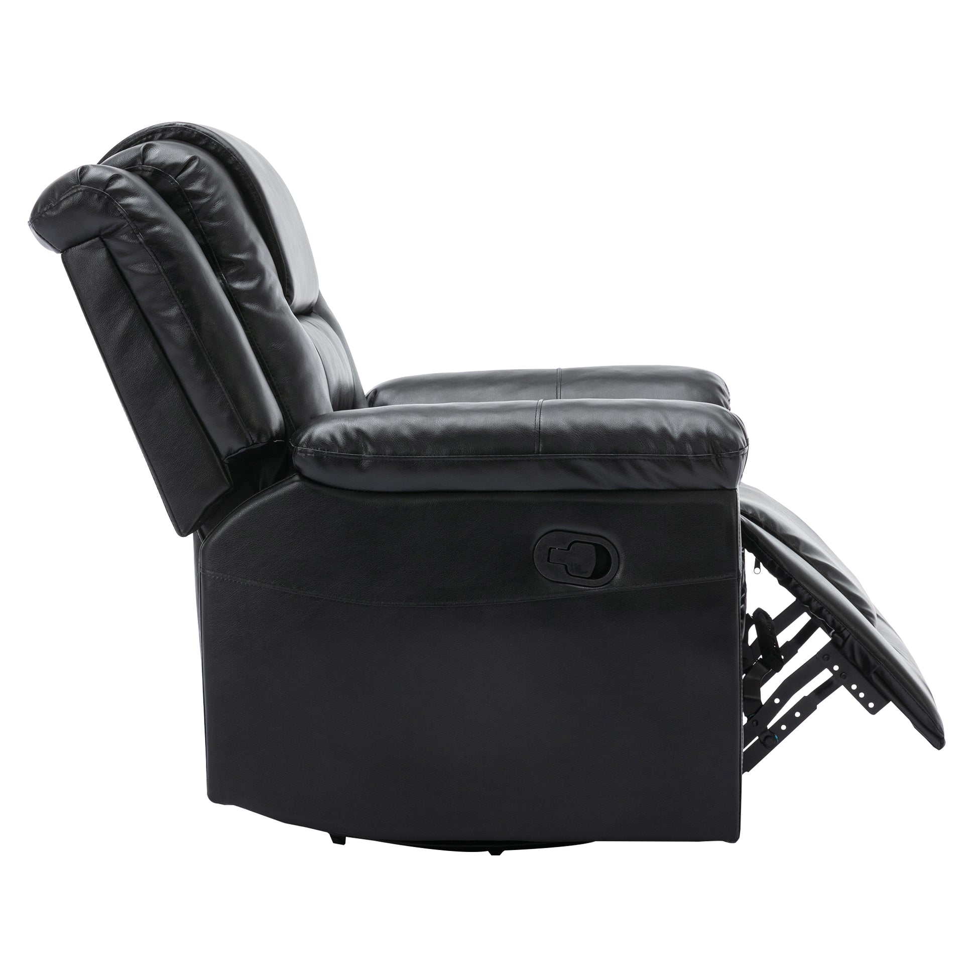 360 Swivel And Rocking Home Theater Recliner Manual Recliner Chair With Wide Armrest For Living Room,Bedroom, Black Old Sku:Pp302953Aab Black Foam Pu