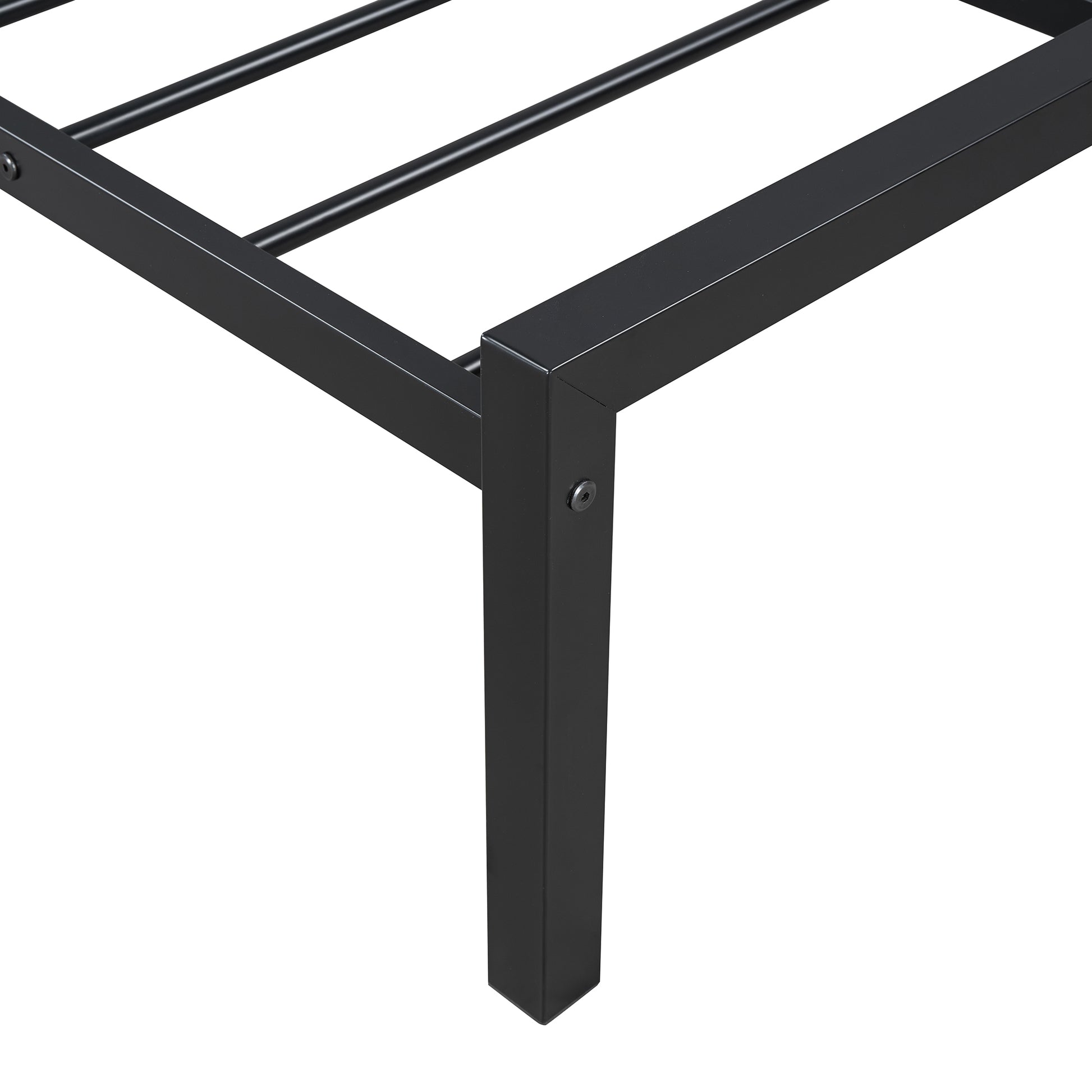 Twin Size Metal Platform Bed With Two Drawers,House Shaped Headboard Design, Black Twin Black Metal
