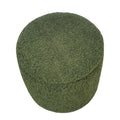 Round Storage Ottoman Green Polyester