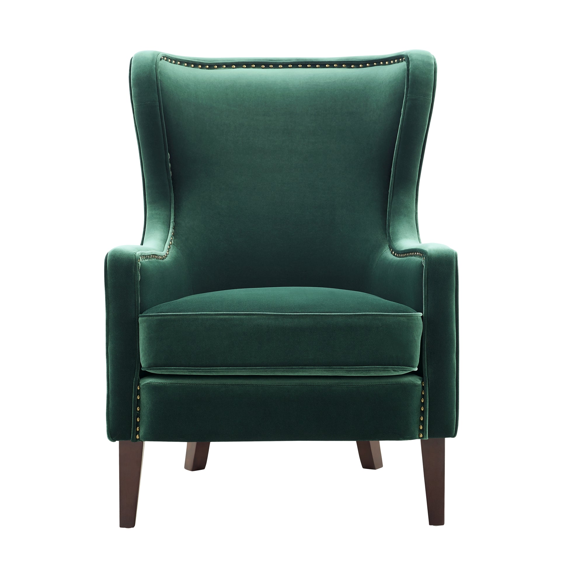 Rosco Velvet Wingback Chair Emerald Green Faux Leather