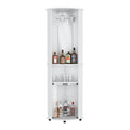 Corner Bar Cabinet Rialto, Living Room, White Vertical 3 4 Shelves White White Dining Room Contemporary,Modern Engineered Wood