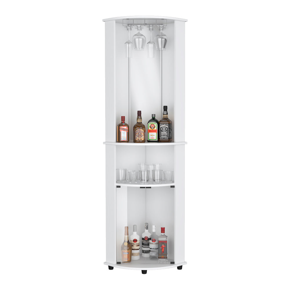 Corner Bar Cabinet Rialto, Living Room, White Vertical 3 4 Shelves White White Dining Room Contemporary,Modern Engineered Wood