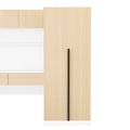 2 Door Wooden Storage Desk Wardrobe For Bedroom With Shelves And Drawers,Natural Natural Mdf Lvl