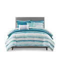 8 Piece Printed Seersucker Comforter And Quilt Set Collection Aqua Full Queen Full Aqua Polyester