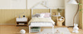 Twin Size Metal Platform Bed With Two Drawers,House Shaped Headboard Design, White Twin White Metal
