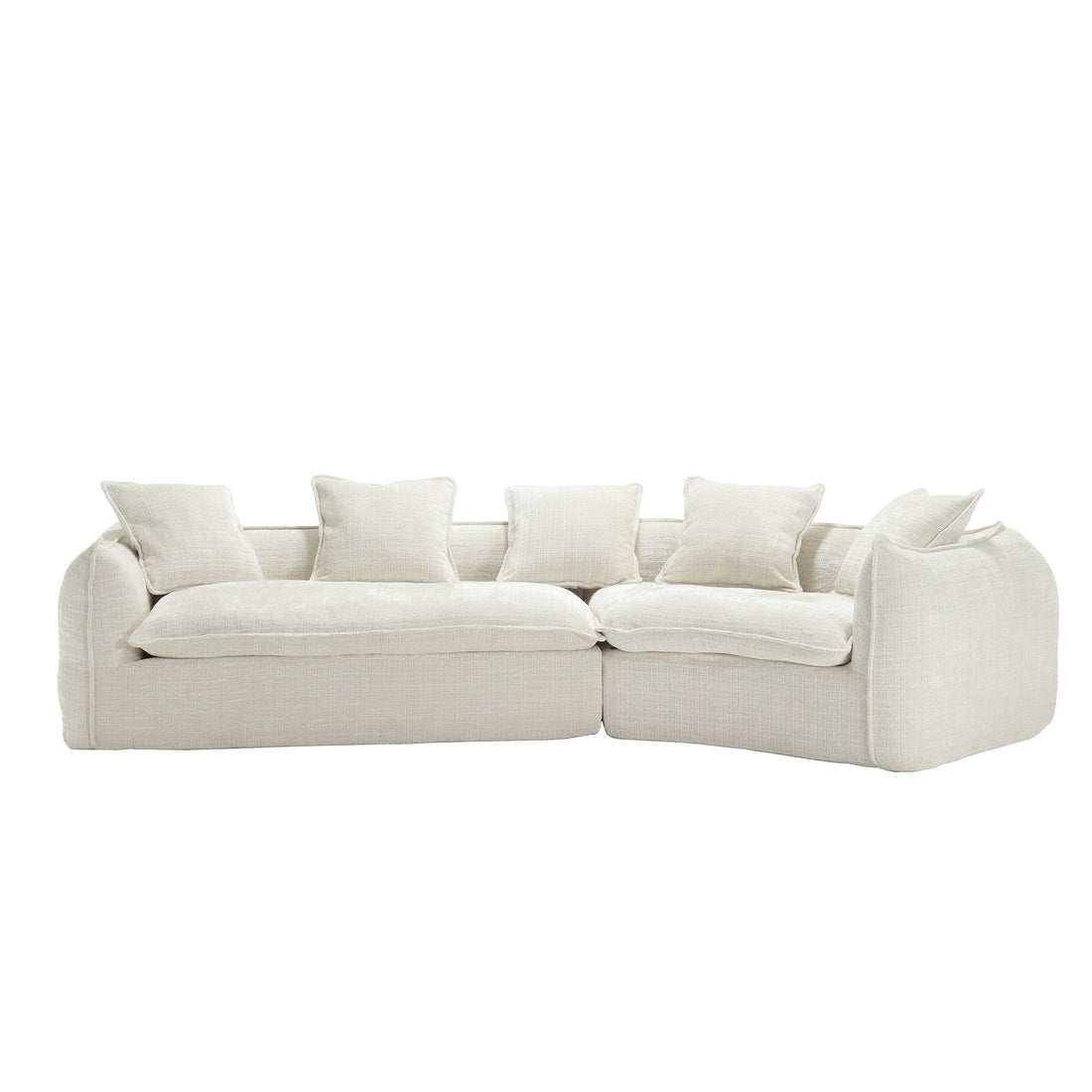 Modular Sectional Sofa, U Shaped Couch With Sofa For Five & Pillows, Modern Minimalist Chenille Fabric Large Comfy Cloud Sofas, Living Room Furniture Sets Beige Chenille 5 Seat