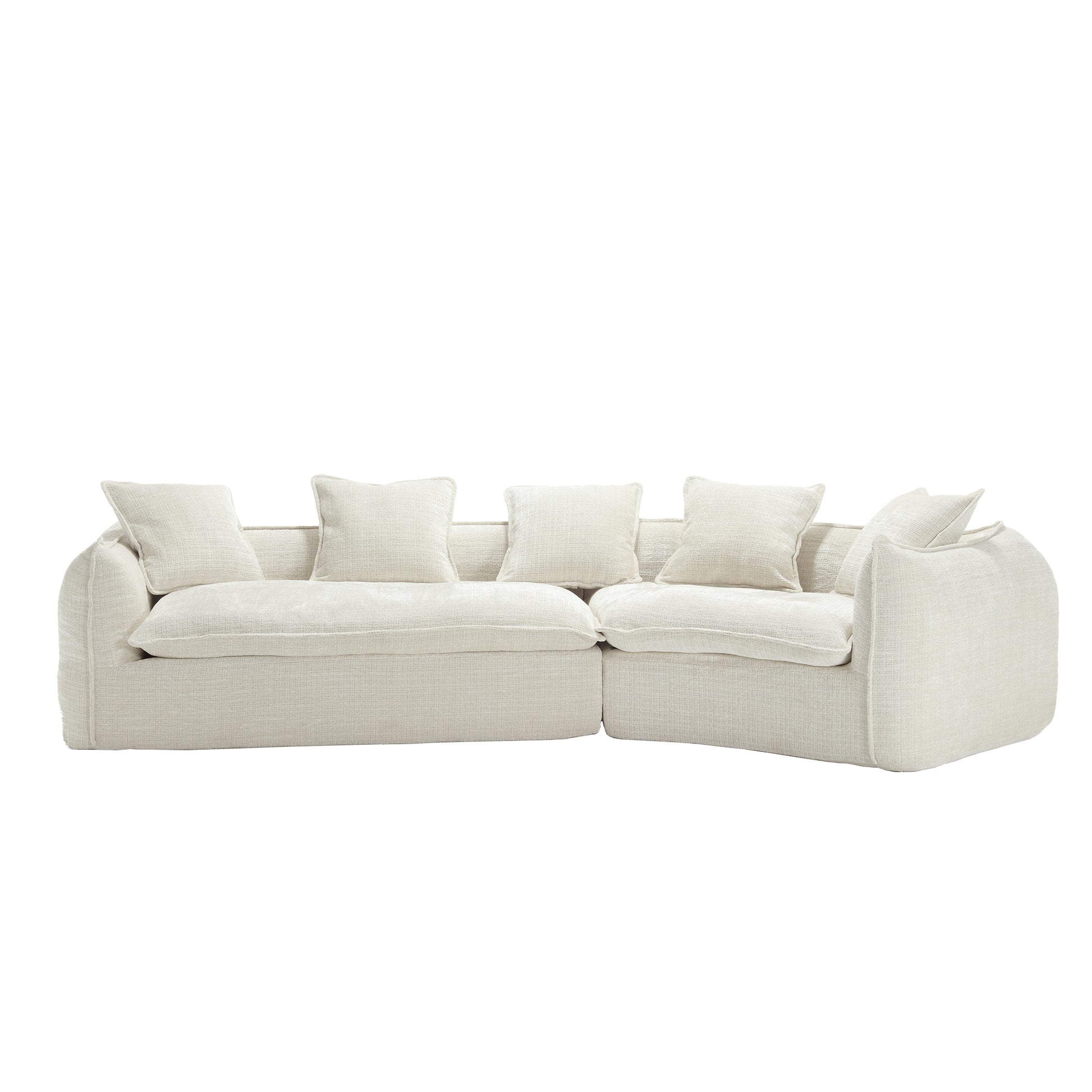 Modular Sectional Sofa, U Shaped Couch With Sofa For Five & Pillows, Modern Minimalist Chenille Fabric Large Comfy Cloud Sofas, Living Room Furniture Sets Beige Chenille 5 Seat