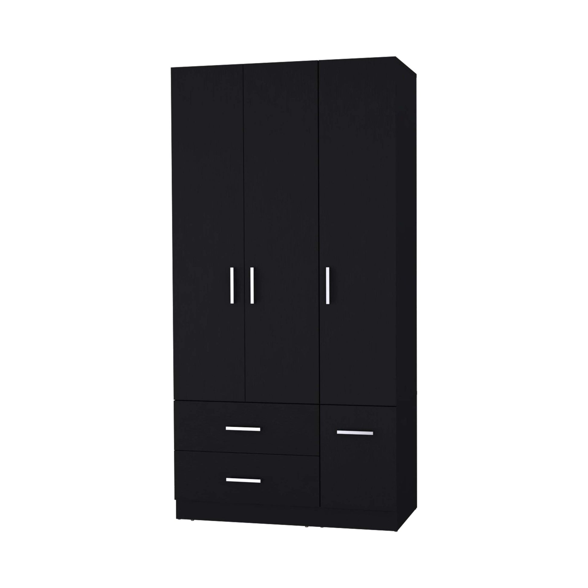 Black 4 Door 2 Drawer Armoire Black Bedroom Melamine