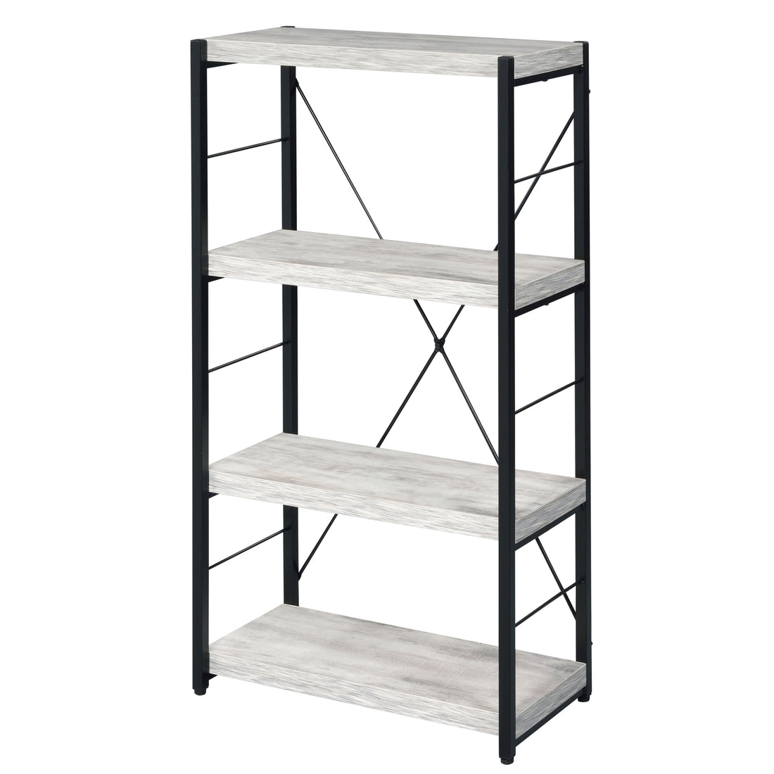 Antique White And Black 3 Shelf Bookcase 4 Black Grey Horizontal Primary Living Space Contemporary Adjustable Shelves Wood Metal