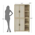 4 Door Cabinet With 4 Shelves With 4 Adjustable Inner Shelves, Storage Cabinet Natural Mdf