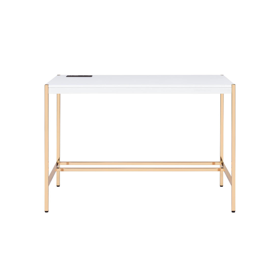 White And Gold Writing Desk With Usb Ports White Gold Built In Outlets Or Usb Writting Desk Office Rectangular Wood Metal