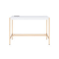 White And Gold Writing Desk With Usb Ports White Gold Built In Outlets Or Usb Writting Desk Office Rectangular Wood Metal