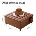 Storage Ottoman Bench Brown Brown Bedroom Leather Wood Fabric