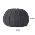 Knited Pouf Dark Grey Cotton