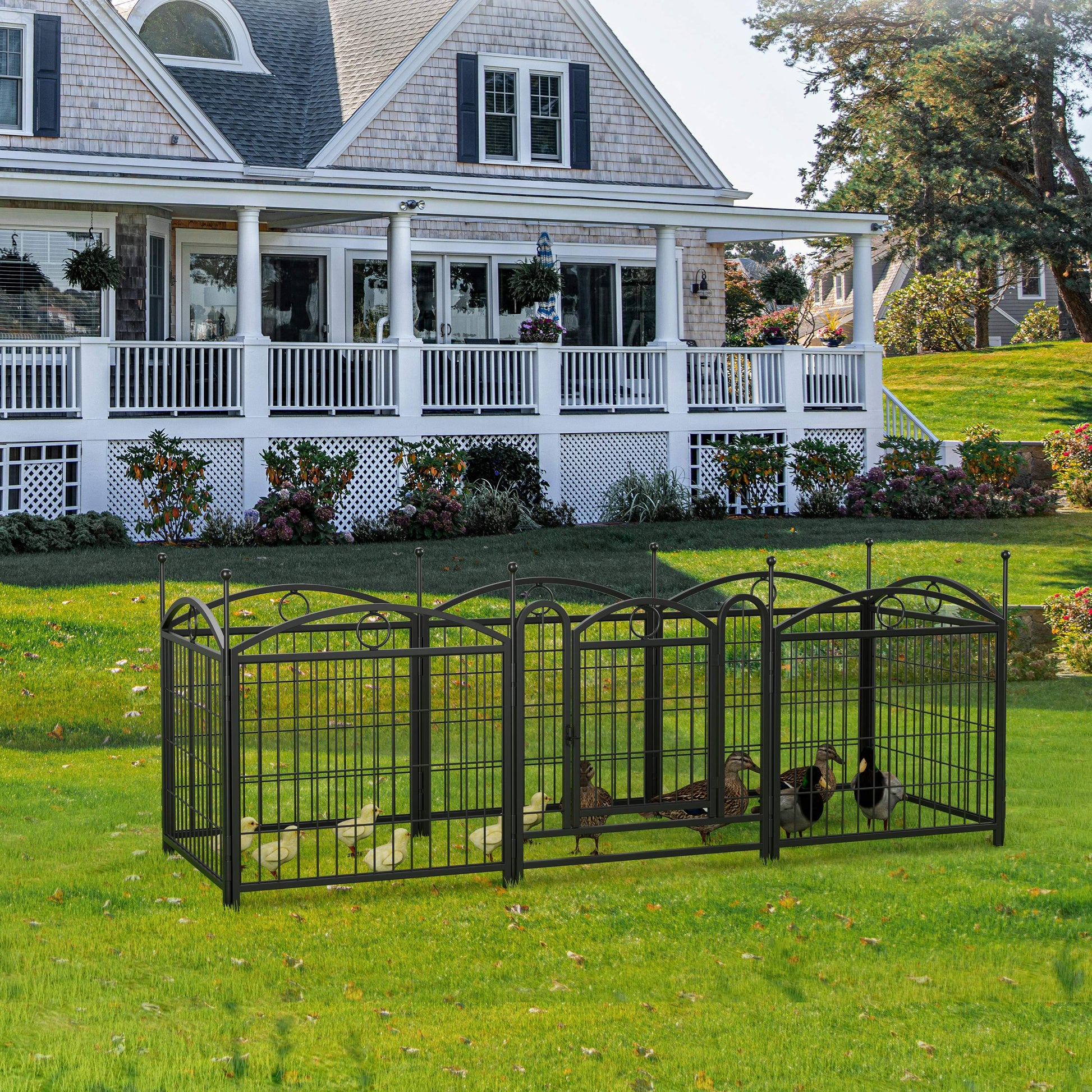 Dog Playpen Indoor 24 Inch 8 Panels Metal Dog Pen Pet Dog Fence Outdoor Exercise Pen With Doors, Heavy Duty Dog Fence Puppy Pen For Large Medium Small Dogs Indoor Outdoor Foldable Pet Exercise Pen