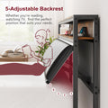 Full Size Metal Platform Bed Frame With Adjustable Upholstered Headboard, Charging Station, Led Lights, Noiseless, Black And Brown Box Spring Not Required Full Antique Brown Bedroom Metal