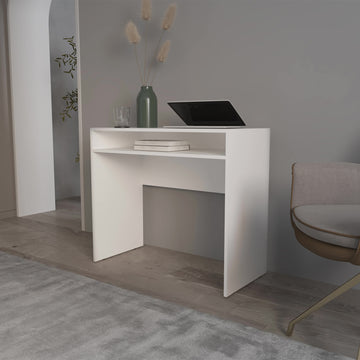 White Desk With Storage White Primary Living Space Melamine