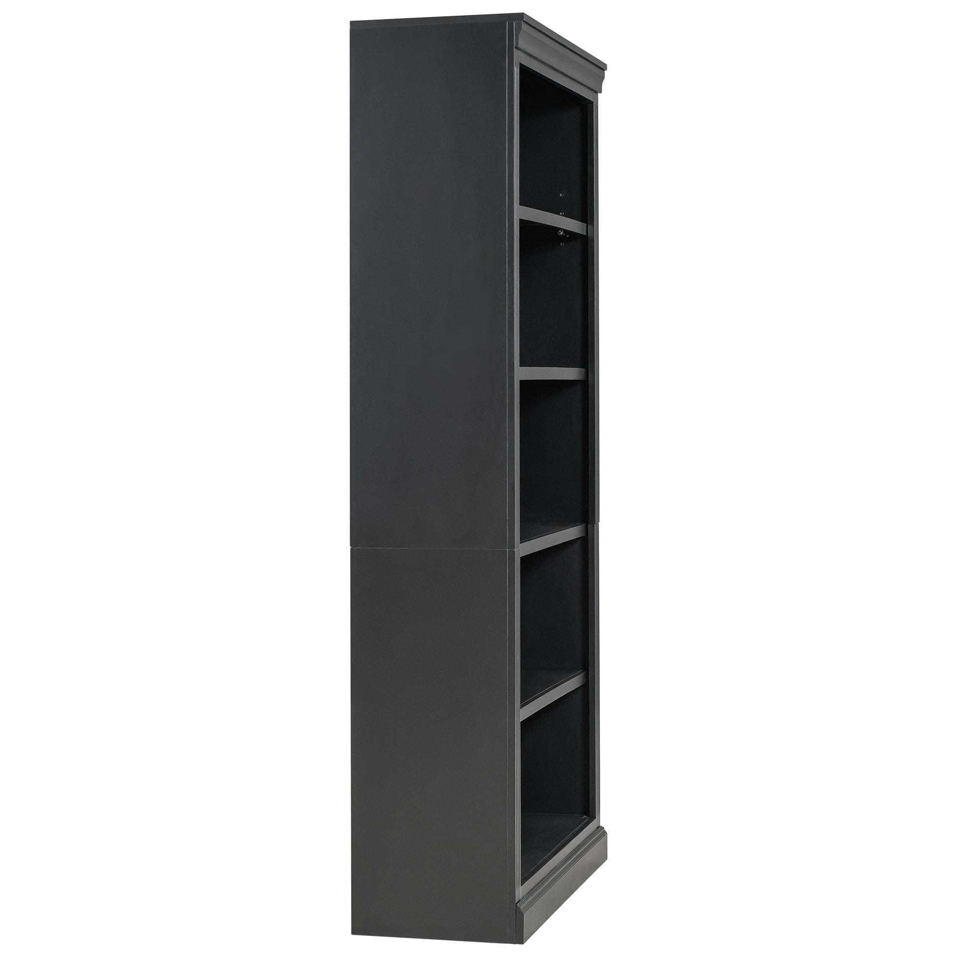 83" Tall Wood Bookcase Suite With Light Strip ,5 Tier Home Decor Bookcase Suite With Adjustable Shelves,Storage Organizer,Free Standing Storage Shelves Suite For Living Room,Home Office,Black Black