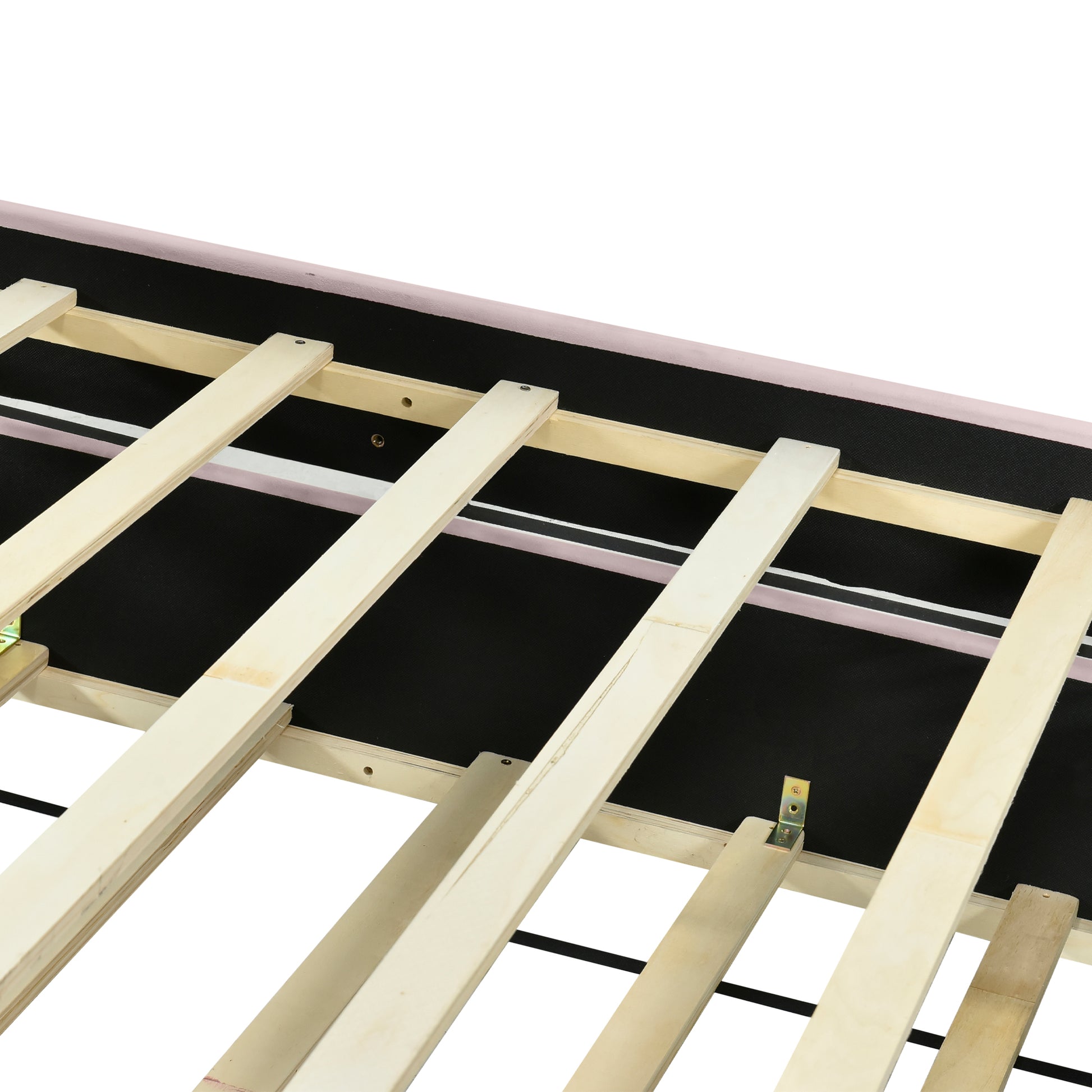 Queen Size Upholstered Platform Bed With Twill Headboard, Pullout Bed And Two Drawers, Flannel,Pink Queen Pink Mdf Lvl