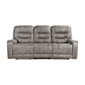 Grayish Brown Modern Reclining Sofa Set 3Pc Sofa Loveseat Chair Plush Seating, Polished Microfiber Upholstery Solid Wood Frame Living Room Furniture Brown Gray Microfiber Wood Primary Living Space Modern Plywood,Solid Wood 6 Seat