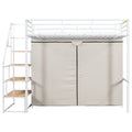 Twin Size Metal Loft Bed With Wardrobe And Storage Shelves, White Box Spring Not Required Twin White Metal Mdf Metal