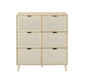 Rattan 6 Door Shoe Rack, Freestanding Modern Shoe Storage Cabinet, For Entryway Natural Particle Board