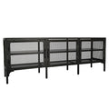 Metal Tv Stand Entertainment Center Cabinet Tv Console Table With 3 Metal Mesh Doors 2 Tier Storage Shelves For Living Room Frosted Black Black 50 59 Inches Steel