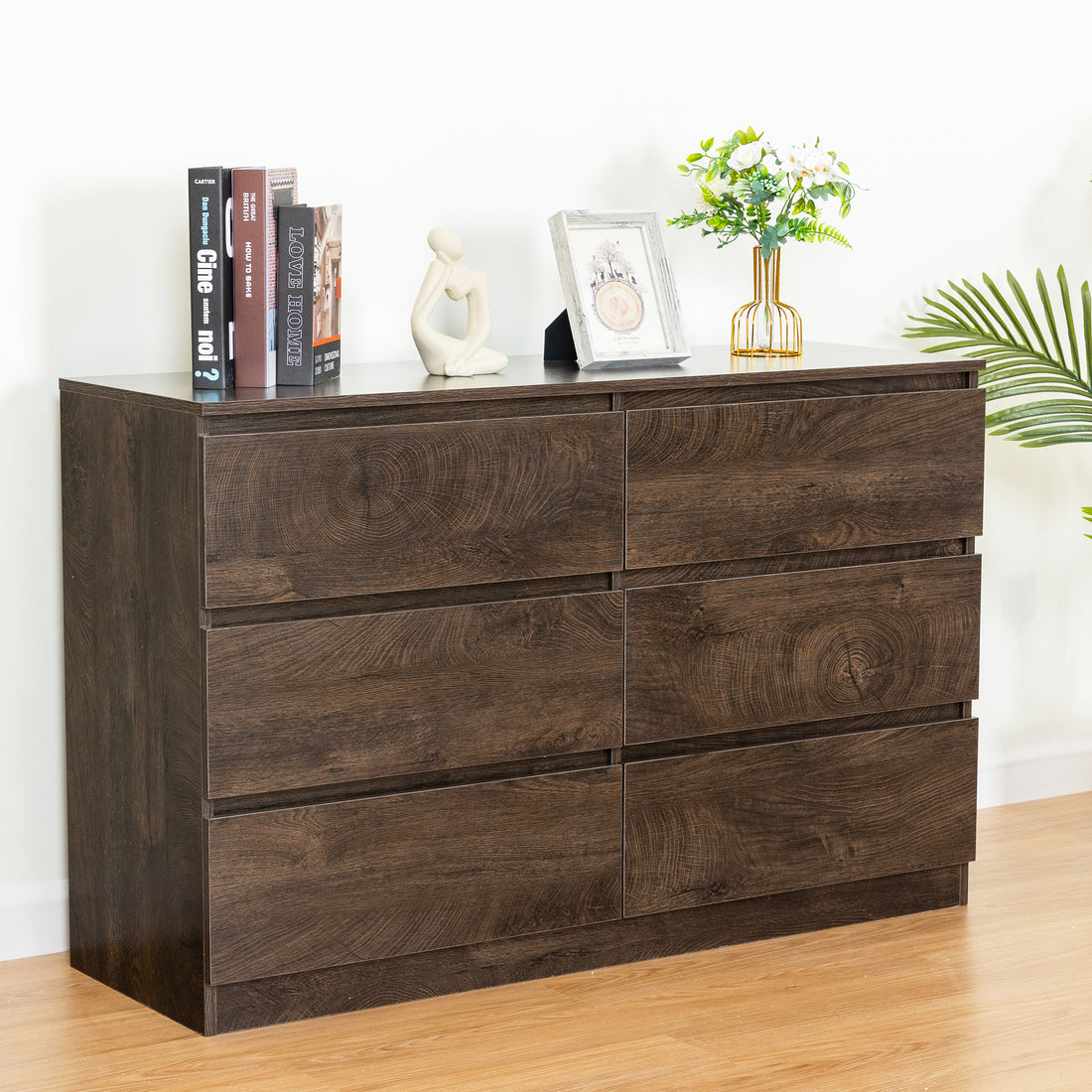 Drawer Dresser Cabinet, Sideboard, Bar Counter, Buffet Counter, Table Lockers, Three Plus Three Drawers Audit, Can Be Used For Dining Room, Living Room, Bedroom, Kitchen Corridor, Color: Dark Gray 5