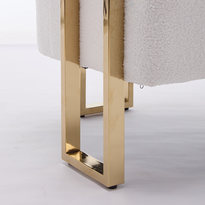 Ts Teddy Velvet Upholstered Metal Foot Sofa White Gold Teddy 1 Seat