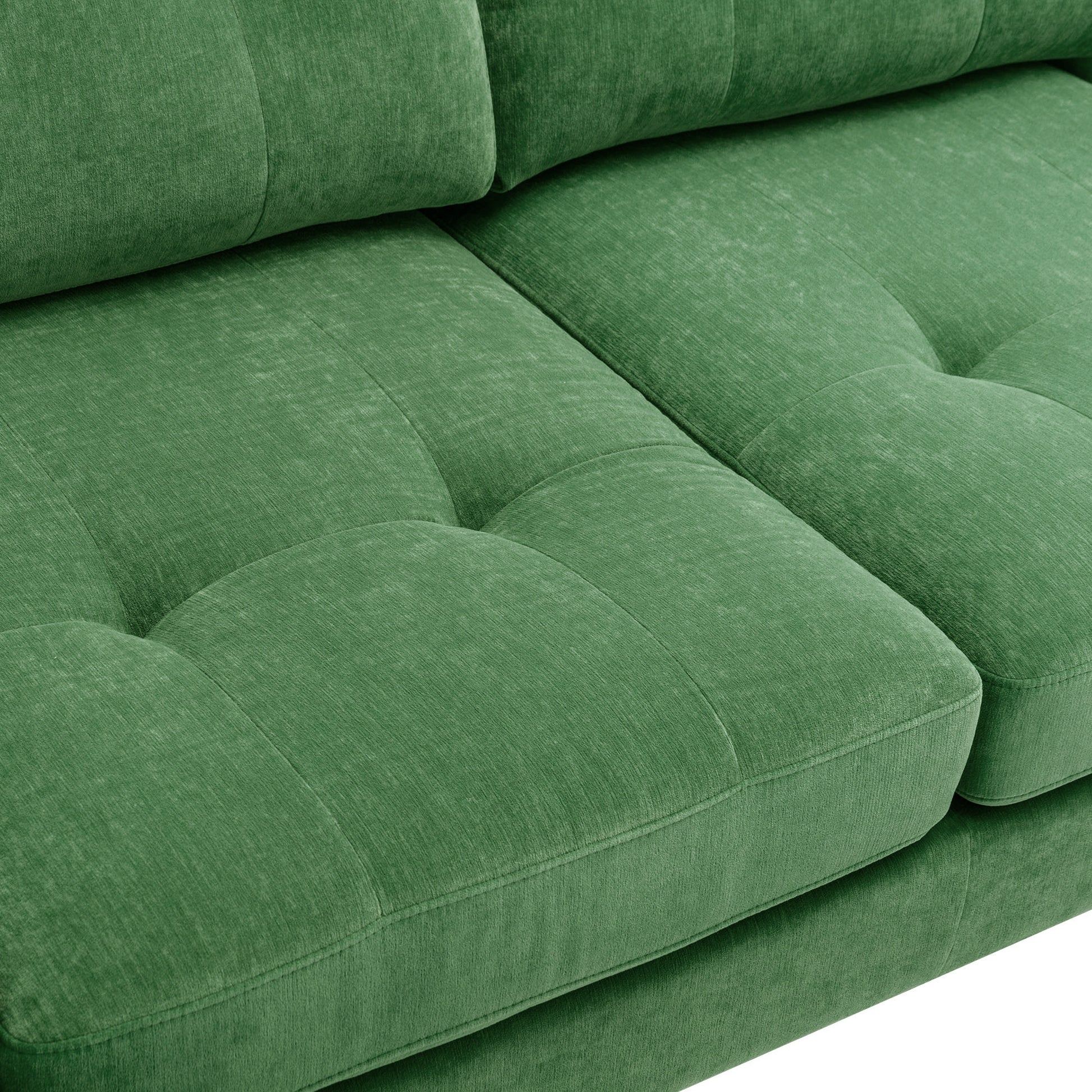 110" L Shape Convertible Sectional Sofa Couch With Movable Ottoman For Living Room, Apartment, Office, Green Green Foam Velvet 4 Seat