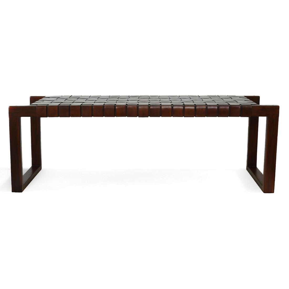 Christina Tan Leather Bench Cognac,Dark Brown,Tan Brown Genuine Leather Mid Century Modern Genuine Leather,Solid Wood